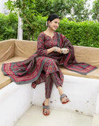 Viscose Rayon Printed Straight 3 Piece Kurta Set