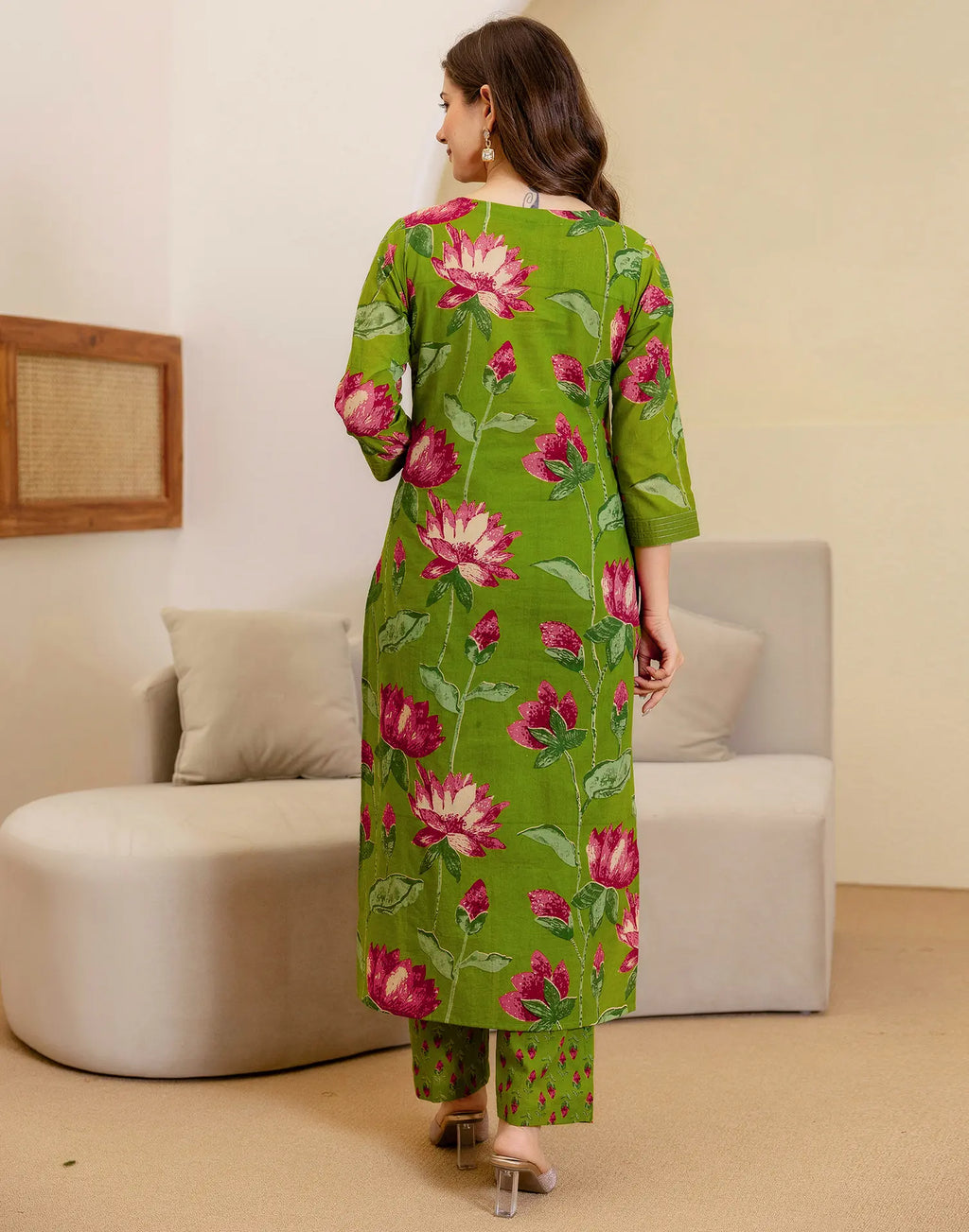 Viscose Rayon Floral Print Straight 3 Piece Kurta Set