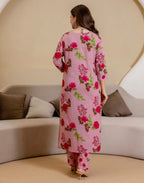 Viscose Rayon Floral Print Straight 3 Piece Kurta Set