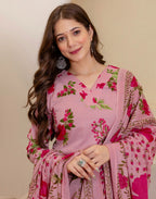 Viscose Rayon Floral Print Straight 3 Piece Kurta Set