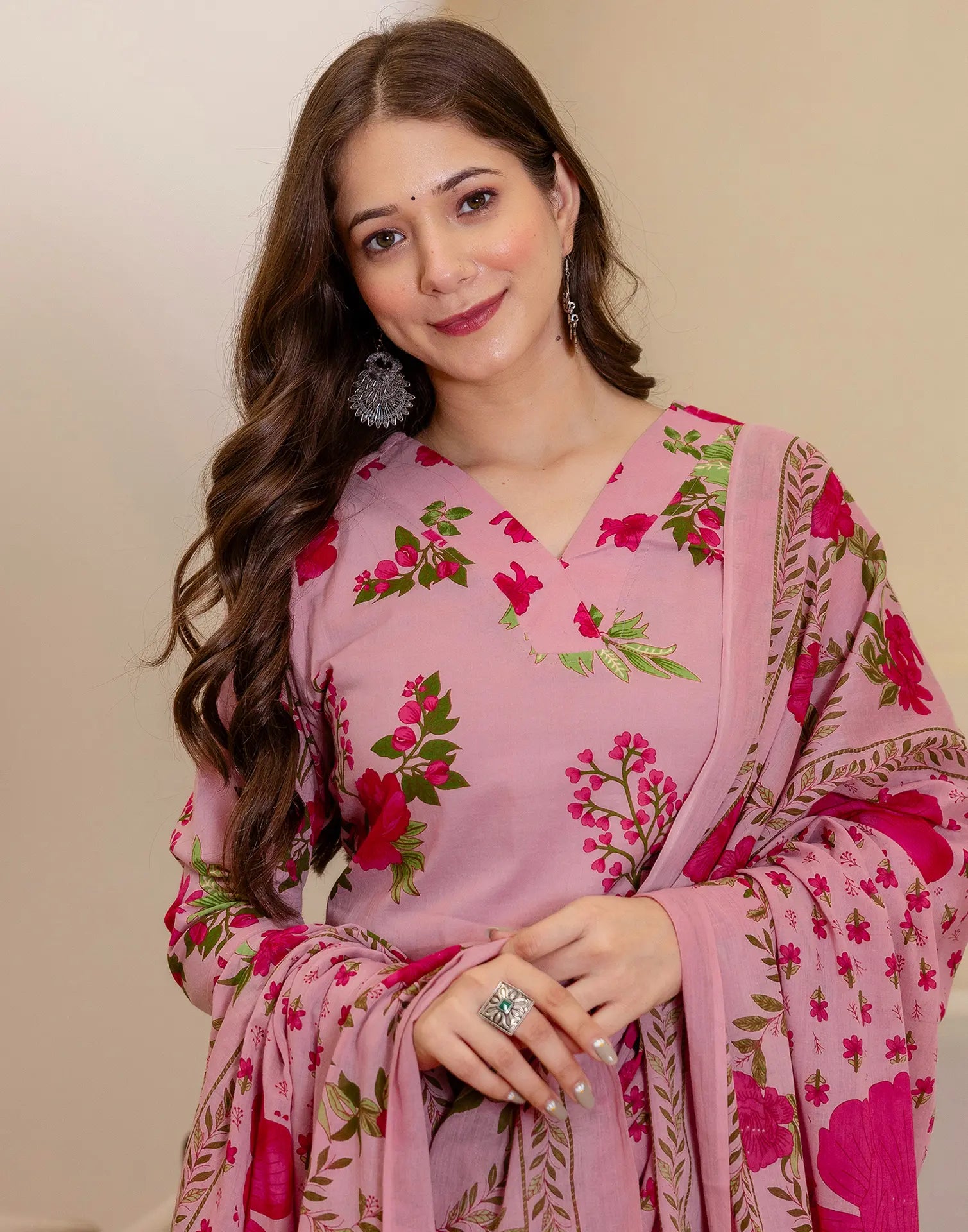 Viscose Rayon Floral Print Straight 3 Piece Kurta Set