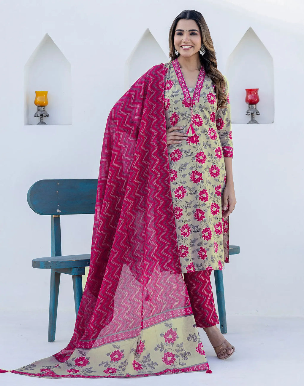 Viscose Rayon Embroidered Straight 3 Piece Kurta Set