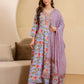 Cotton Printed Anarkali Kurta with Pant & Dupatta