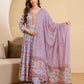 Cotton Printed Anarkali Kurta with Pant & Dupatta
