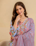 Viscose Rayon Floral Print Anarkali 3 Piece Kurta Set