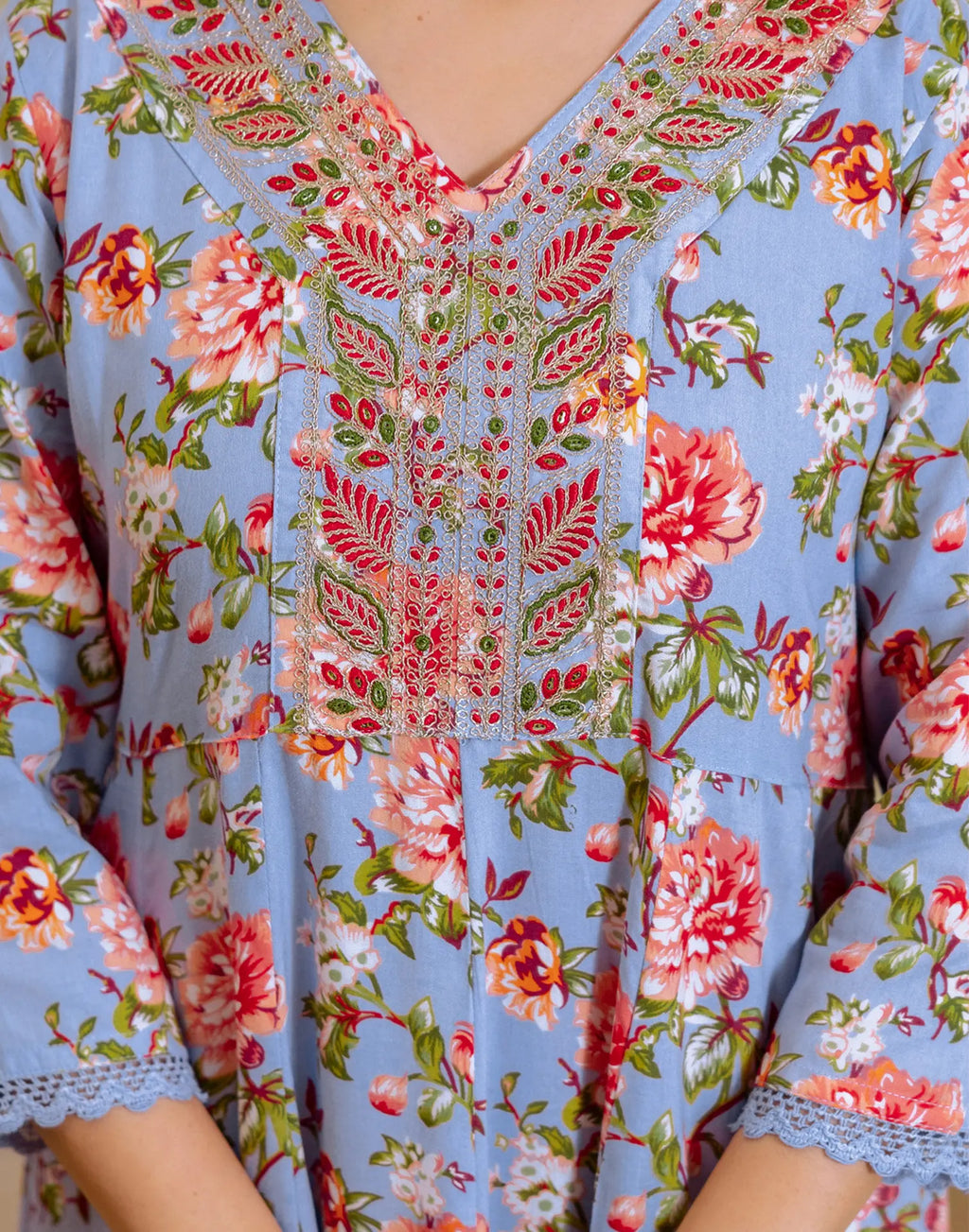 Viscose Rayon Floral Print Anarkali 3 Piece Kurta Set