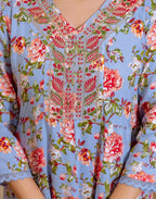 Viscose Rayon Floral Print Anarkali 3 Piece Kurta Set