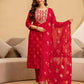 Cotton Embroidered Straight Kurta with Pant & Dupatta