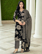 Viscose Rayon Floral Print Straight 3 Piece Kurta Set