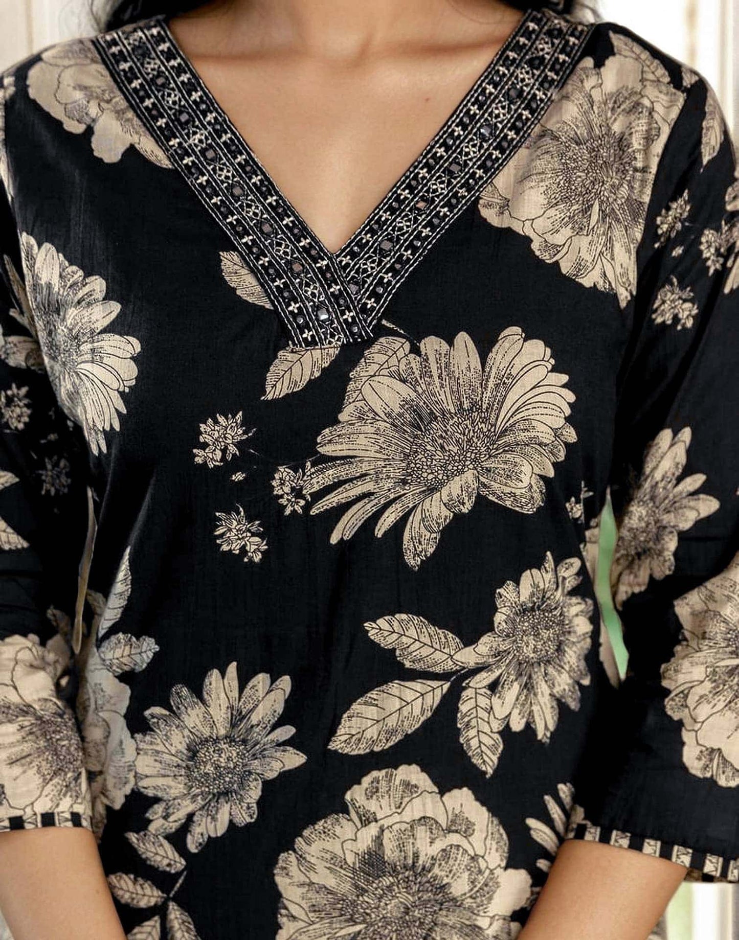 Cotton Printed Straight Kurta with Pant & Dupatta