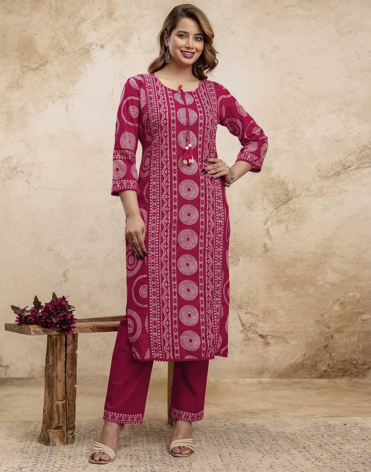 Cotton Printed Straight Kurta with Pant & Dupatta