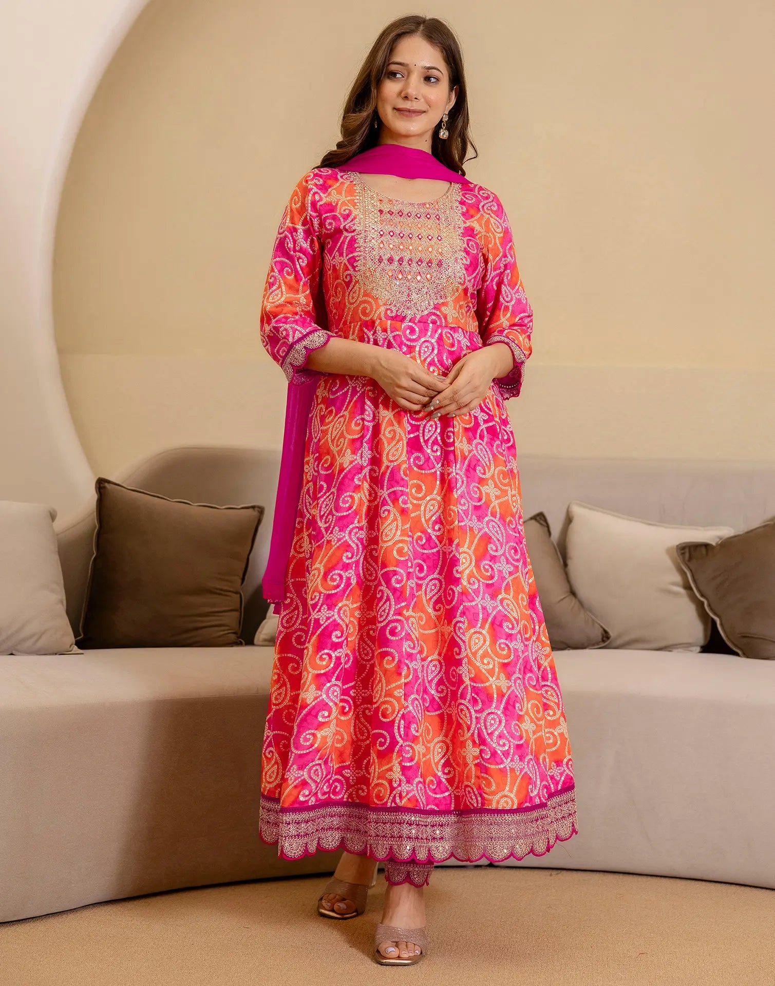Viscose Rayon Embroidered Anarkali 3 Piece Kurta Set
