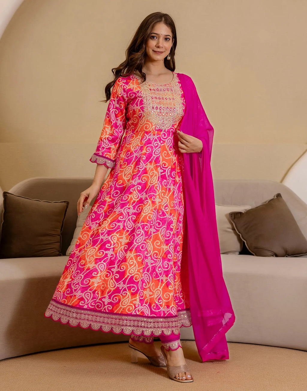 Viscose Rayon Embroidered Anarkali 3 Piece Kurta Set