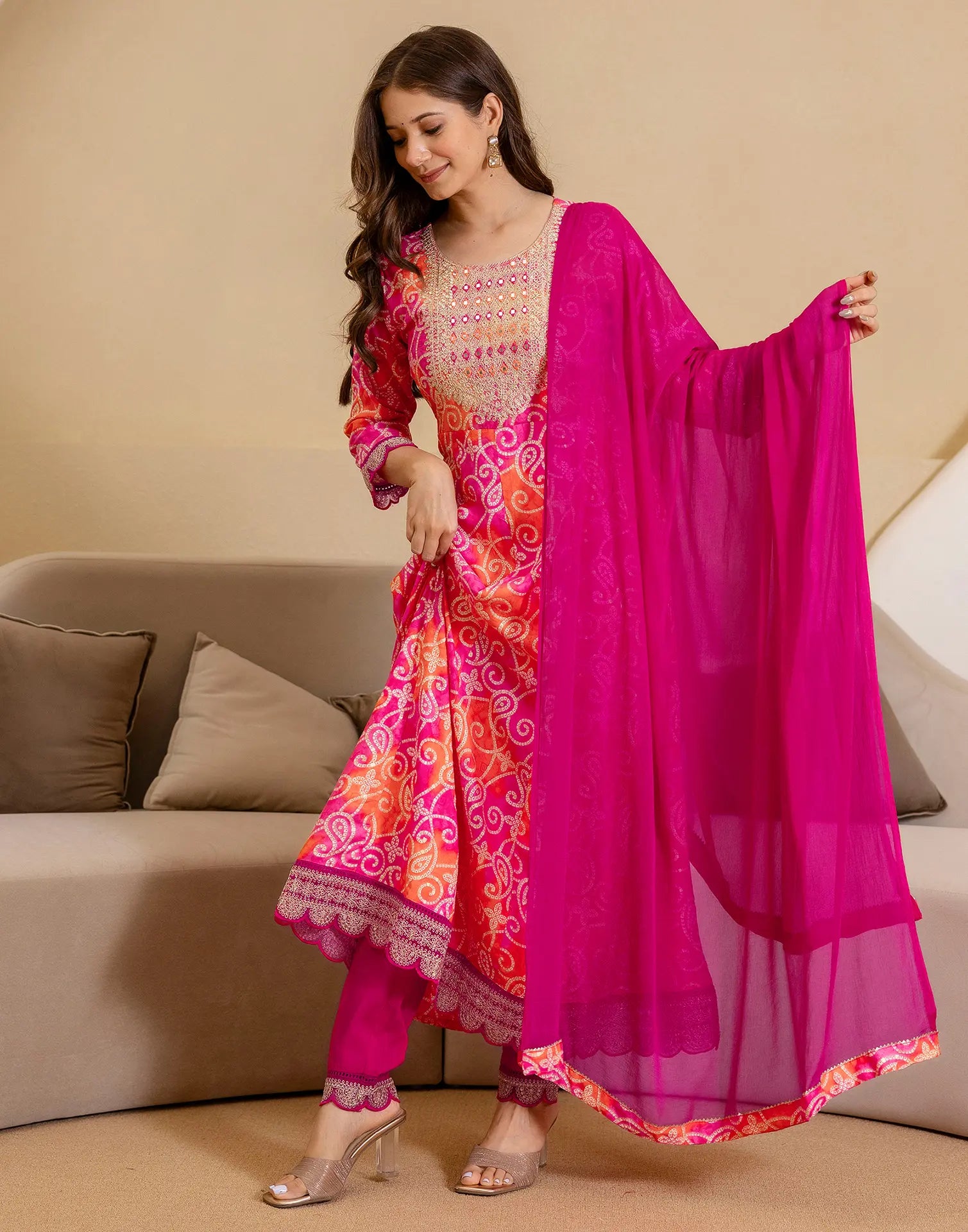 Viscose Rayon Embroidered Anarkali 3 Piece Kurta Set