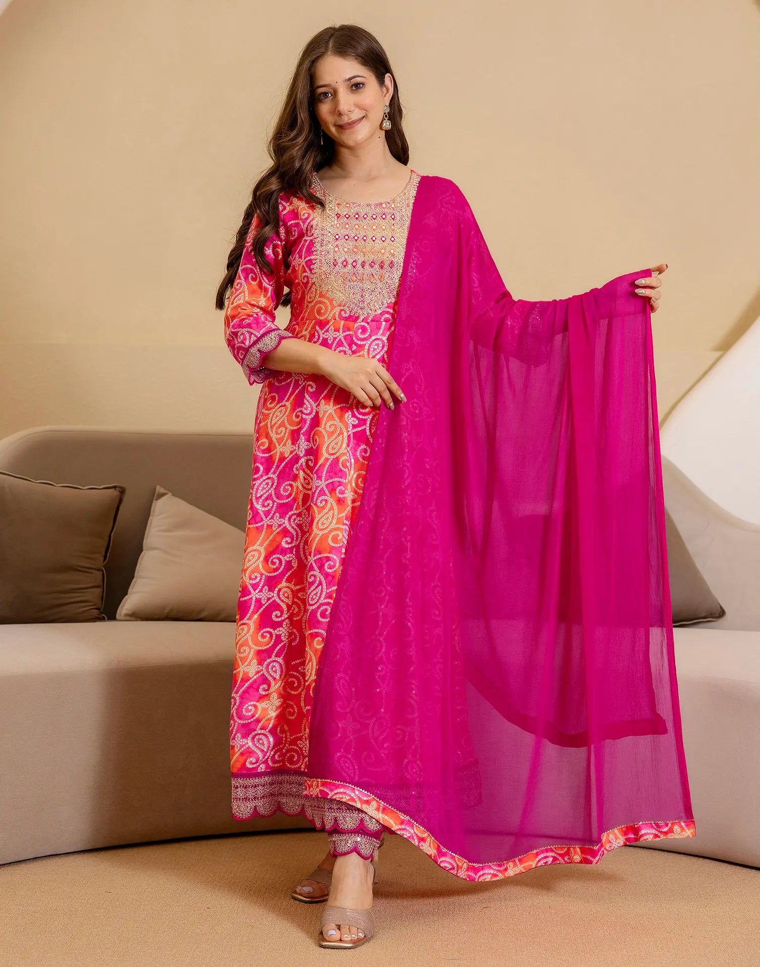 Viscose Rayon Embroidered Anarkali 3 Piece Kurta Set