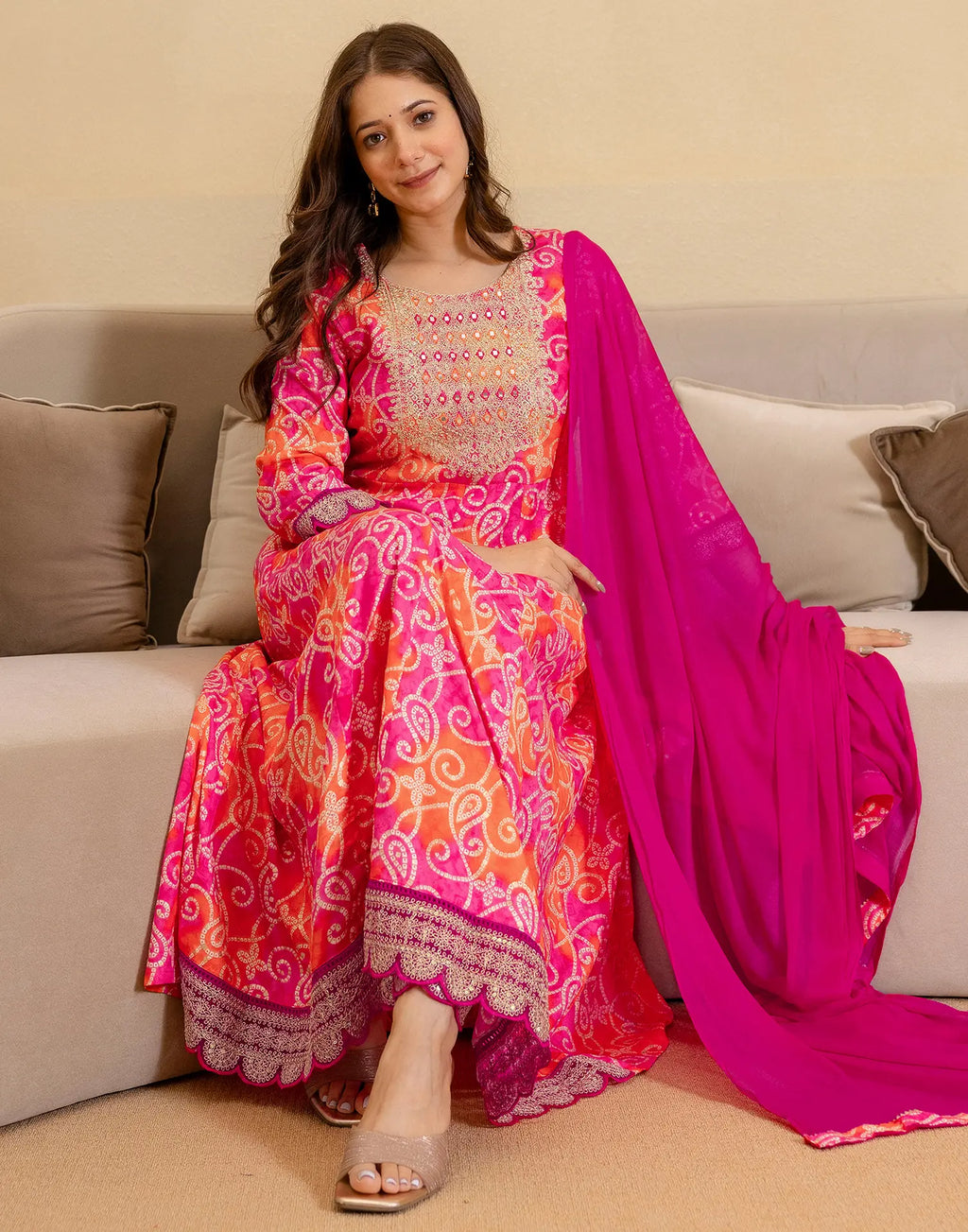 Viscose Rayon Embroidered Anarkali 3 Piece Kurta Set
