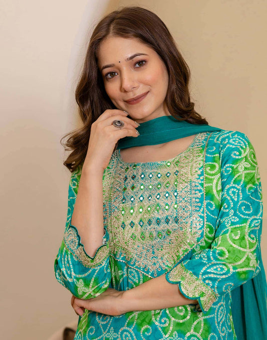 Rayon Printed Straight Kurta with Pant & Dupatta