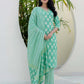 Cotton Printed, Embroidery and Mirror Work, Lace Straight Kurta with Pant & Dupatta