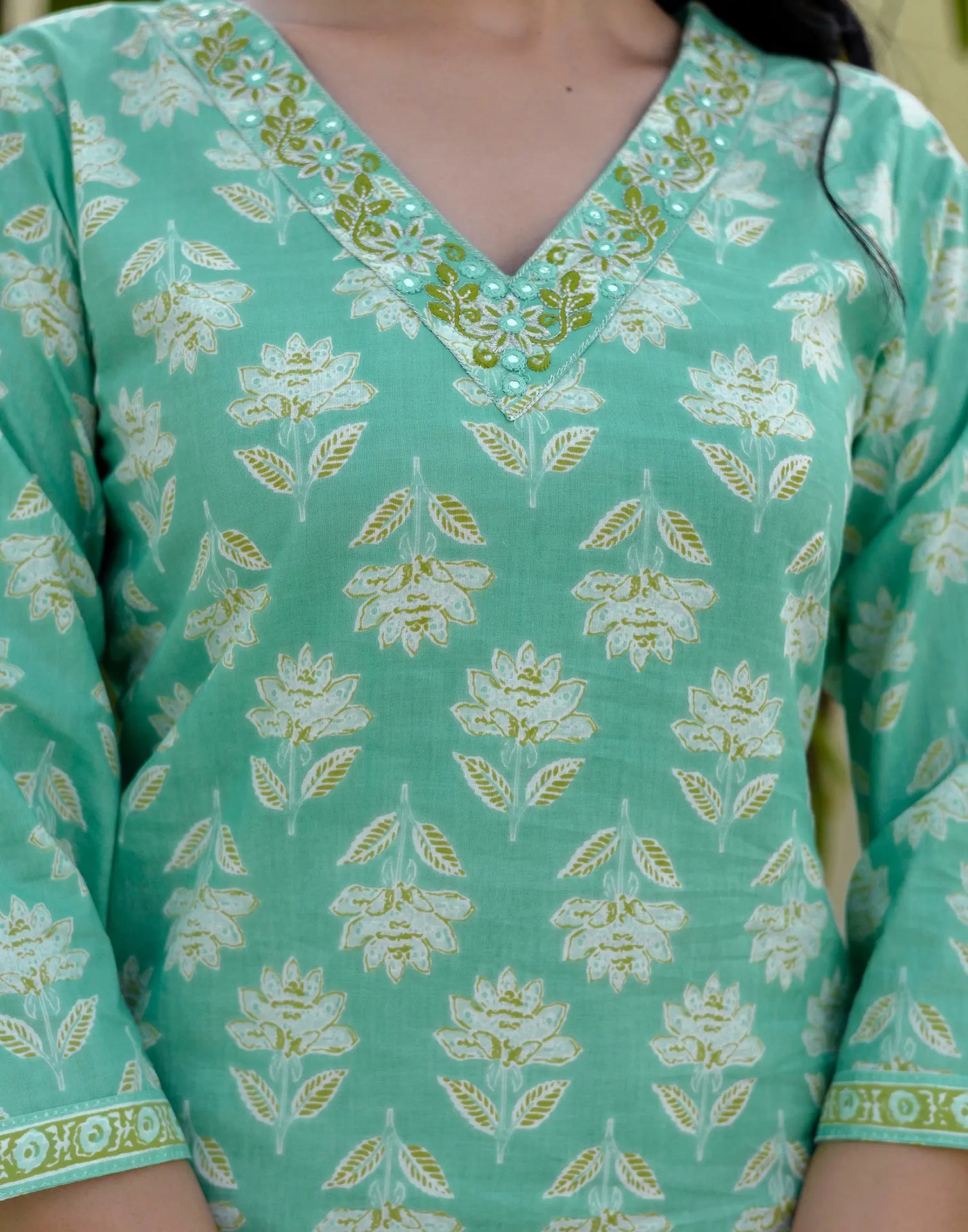 Cotton Embroidered Straight 3 Piece Kurta Set