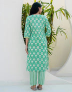 Cotton Embroidered Straight 3 Piece Kurta Set