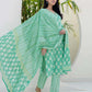 Cotton Printed, Embroidery and Mirror Work, Lace Straight Kurta with Pant & Dupatta