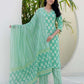 Cotton Printed, Embroidery and Mirror Work, Lace Straight Kurta with Pant & Dupatta