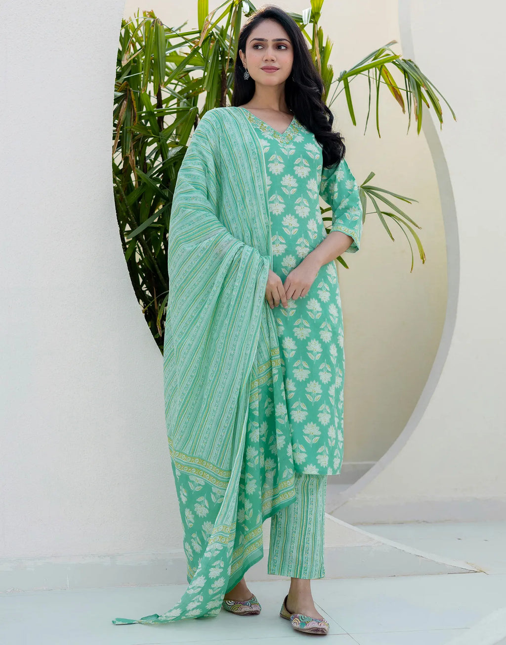 Cotton Embroidered Straight 3 Piece Kurta Set