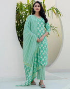 Cotton Embroidered Straight 3 Piece Kurta Set