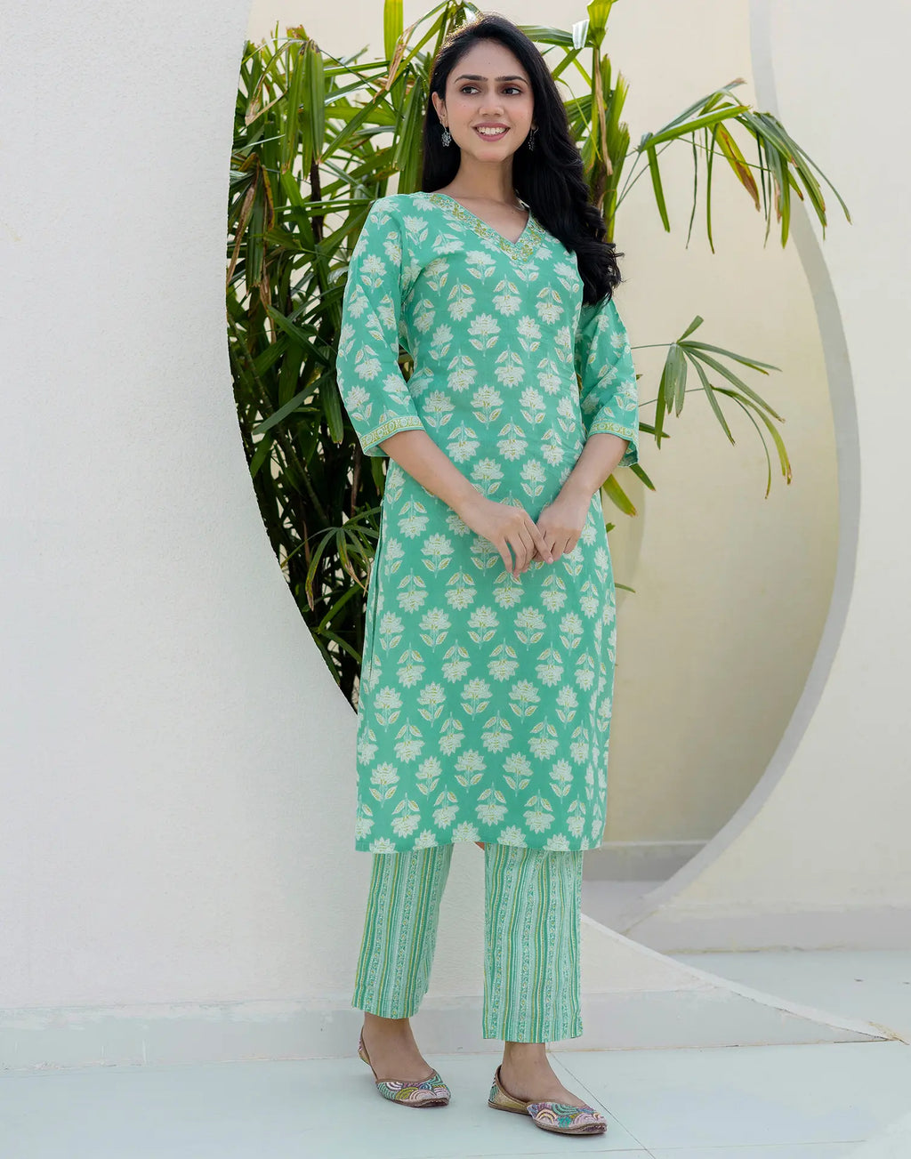 Cotton Embroidered Straight 3 Piece Kurta Set