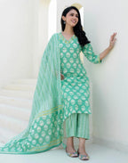 Cotton Embroidered Straight 3 Piece Kurta Set