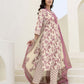 Cotton Printed, Embroidery and Mirror Work, Foil Print A-Line Kurta with Pant & Dupatta