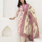 Cotton Printed, Embroidery and Mirror Work, Foil Print A-Line Kurta with Pant & Dupatta
