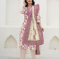 Cotton Printed, Embroidery and Mirror Work, Foil Print A-Line Kurta with Pant & Dupatta