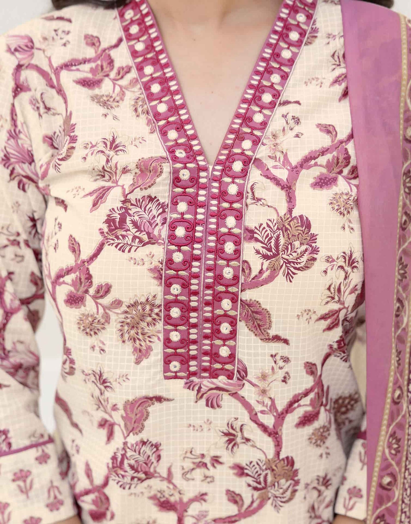 Cotton Printed, Embroidery and Mirror Work, Foil Print A-Line Kurta with Pant & Dupatta