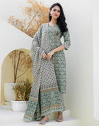 Cotton Printed Straight 3 Piece Kurta Set