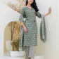 Cotton Printed, Tassels, Fabric Lace Straight Kurta with Pant & Dupatta