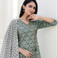 Cotton Printed, Tassels, Fabric Lace Straight Kurta with Pant & Dupatta