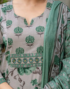 Cotton Printed Straight 3 Piece Kurta Set