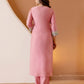 Silk Embroidered Straight Kurta with Pant & Dupatta