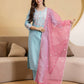 Silk Blend Embroidered Straight Kurta with Pant & Dupatta