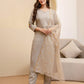 Rayon Embroidered Straight Kurta with Pant & Dupatta