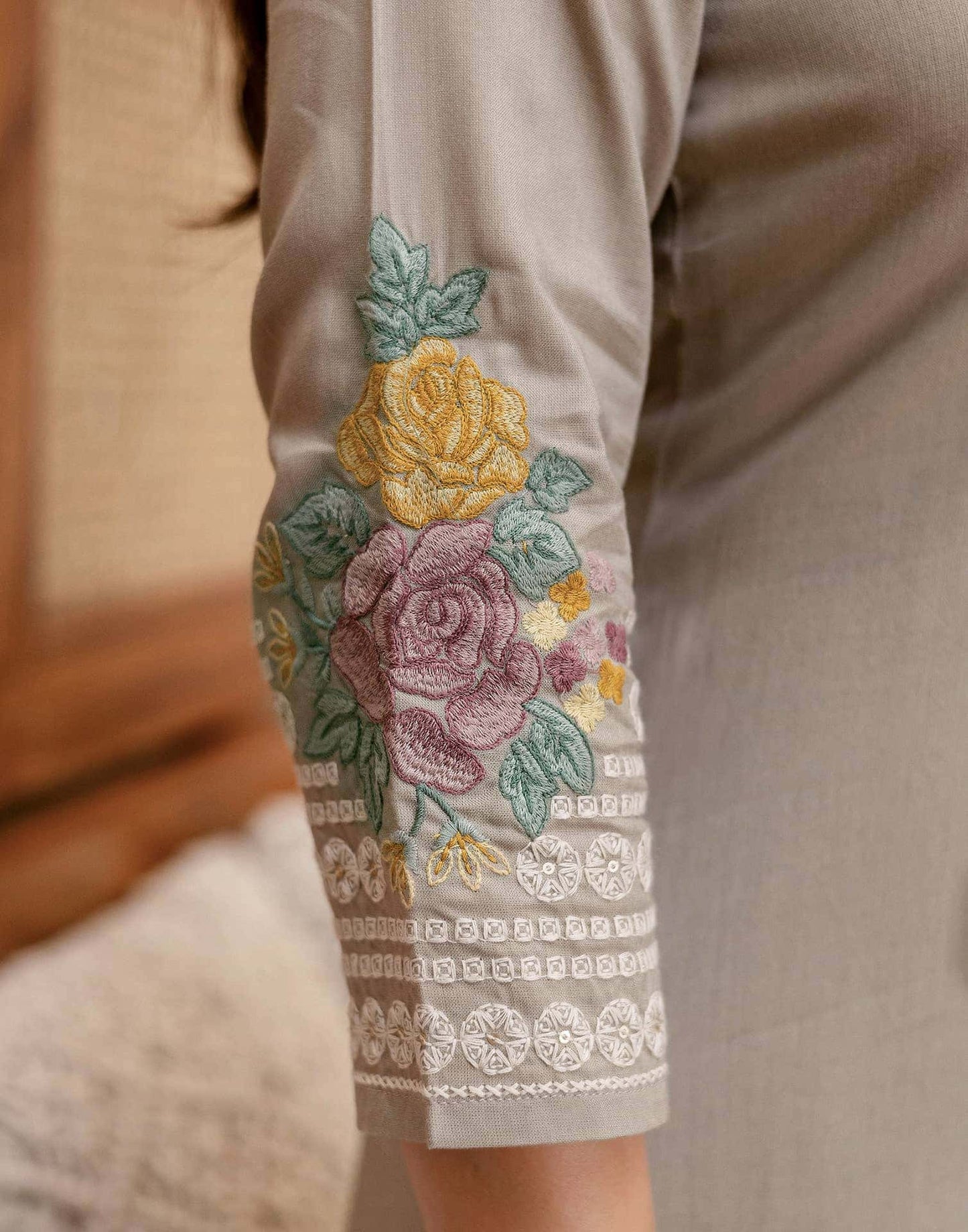 Rayon Embroidered Straight Kurta with Pant & Dupatta