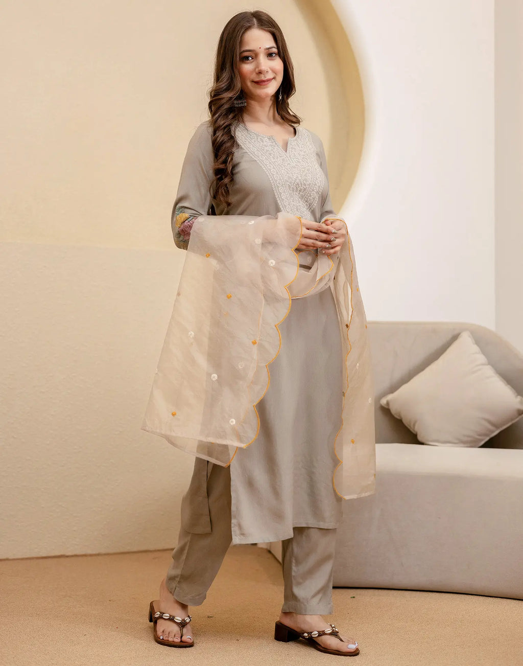 Viscose Rayon Embroidered Straight 3 Piece Kurta Set