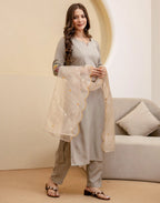 Viscose Rayon Embroidered Straight 3 Piece Kurta Set