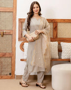 Viscose Rayon Embroidered Straight 3 Piece Kurta Set