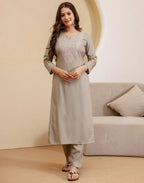Viscose Rayon Embroidered Straight 3 Piece Kurta Set