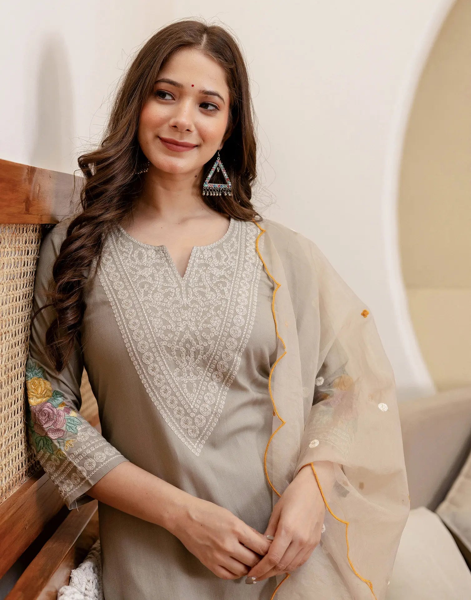 Viscose Rayon Embroidered Straight 3 Piece Kurta Set
