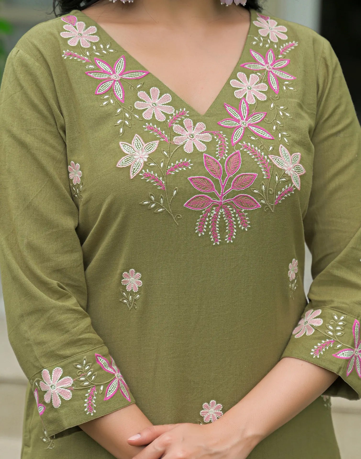 Silk Blend Embroidered Straight 3 Piece Kurta Set