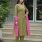 Cotton Embroidered Straight Kurta with Pant & Dupatta