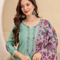 Silk Embroidered Straight Kurta with Pant & Dupatta